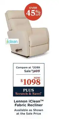 La Z Boy Lennon iClean Fabric Recliner offer