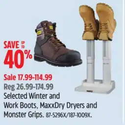 Canadian Tire Selected Winter and Work Boots, MaxxDry Dryers and Monster Grips offer
