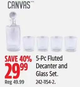 Canadian Tire CANVAS 5-Pc Fluted Decanter and Glass Set offer