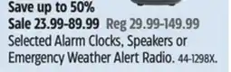Canadian Tire Selected Alarm Clocks, Speakers or Emergency Weather Alert Radio offer