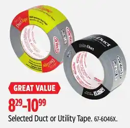 Canadian Tire Selected Duct or Utility Tape offer