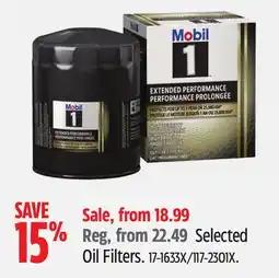 Canadian Tire Mobil 1 Selected Oil Filters offer