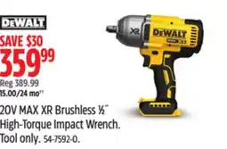 Canadian Tire DEWALT 20V MAX XR Brushless 1⁄2˝ High-Torque Impact Wrench offer