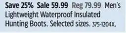 Canadian Tire Yukon Gear Lightweight Waterproof Insulated Hunting Boots offer