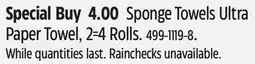 Canadian Tire Sponge Towels Ultra Paper Towel, 2=4 Rolls offer