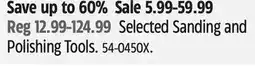 Canadian Tire Selected Sanding and Polishing Tools offer