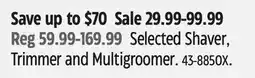 Canadian Tire Selected Shaver, Trimmer and Multigroomer offer