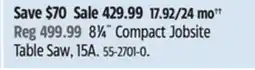 Canadian Tire 8 1⁄4˝ Compact Jobsite Table Saw, 15A offer