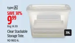 Canadian Tire Clear Stackable Storage Tote offer
