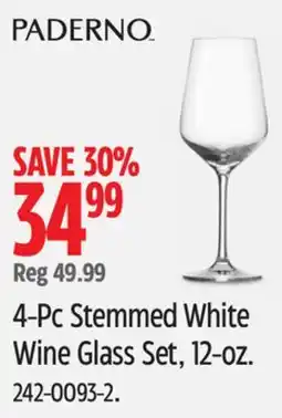 Canadian Tire 4-Pc Stemmed White Wine Glass Set, 12-oz offer