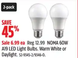 Canadian Tire NOMA 60W A19 LED Light Bulbs offer