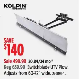 Canadian Tire Switchblade UTV Plow. Adjusts from 60-72˝ wide offer