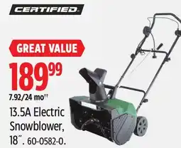 Canadian Tire Certified 13.5A Electric Snowblower, 18˝ offer