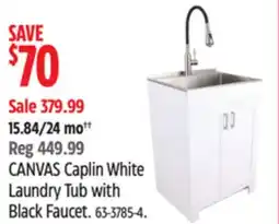 Canadian Tire CANVAS Caplin White Laundry Tub with Black Faucet offer
