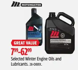 Canadian Tire MOTOMASTER Selected Winter Engine Oils and Lubricants offer