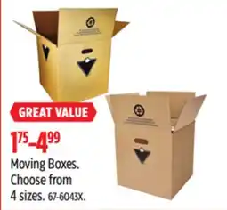 Canadian Tire Moving Boxes. Choose from 4 sizes offer