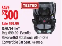 Canadian Tire Evenflo Revolve360 Rotational All-in-One Convertible Car Seat offer