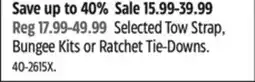 Canadian Tire Motomaster Selected Tow Strap, Bungee Kits or Ratchet Tie-Downs offer