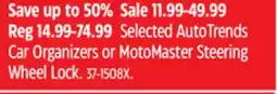 Canadian Tire Selected AutoTrends Car Organizers or MotoMaster Steering Wheel Lock offer