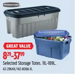 Canadian Tire Selected Rubbermaid Storage Totes offer