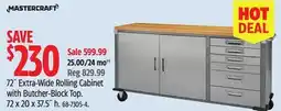 Canadian Tire 72˝ Extra-Wide Rolling Cabinet with Butcher-Block Top offer