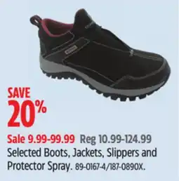Canadian Tire Selected Boots, Jackets, Slippers and Protector Spray offer
