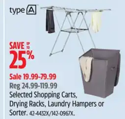 Canadian Tire Selected Shopping Carts, Drying Racks, Laundry Hampers or Sorter offer