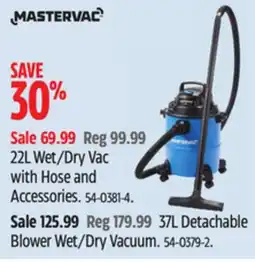 Canadian Tire Mastervac 22L Wet/Dry Vac with Hose and Accessories offer