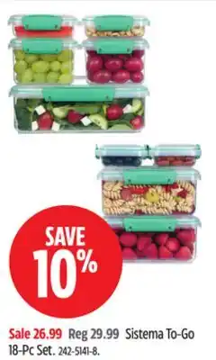 Canadian Tire Sistema To-Go 18-Pc Set offer