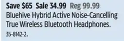 Canadian Tire Bluehive Hybrid Active Noise-Cancelling True Wireless Bluetooth Headphones offer