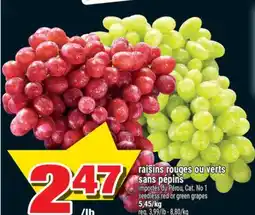 Super C RAISINS ROUGES OU VERTS SANS PÉPINS | SEEDLESS RED OR GREEN GRAPES offer