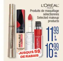 Jean Coutu L'ORÉAL PARIS Selected makeup products offer