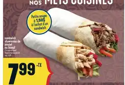 Marché Adonis Sandwich shawarma de poulet ou boeuf | Chicken or beef shawarma sandwich offer