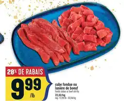 Marché Adonis CUBE FONDUE OU LANIÈRE DE BOEUF | FONDU CUBES OR BEEF STIR-FRY offer