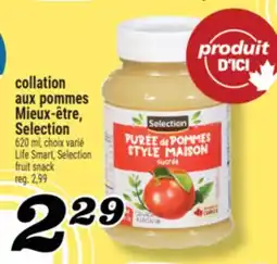 Marché Richelieu COLLATION AUX POMMES MIEUX‑ÊTRE, SELECTION | LIFE SMART, SELECTION FRUIT SNACK offer