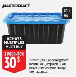 Canadian Tire Mastercraft 70L Heavy-Duty Stackable Storage Tote offer