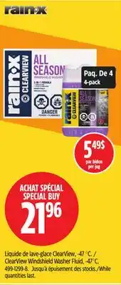 Canadian Tire Rain-X ClearView Windshield Washer Fluid offer