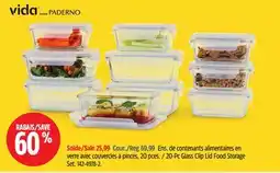 Canadian Tire Vida by PADERNO 20-Pc Glass Clip Lid Food Storage Set offer