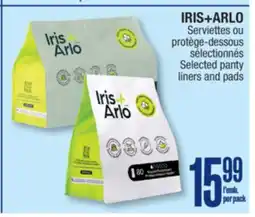 Jean Coutu IRIS + ARLO Selected panty liners and pads offer