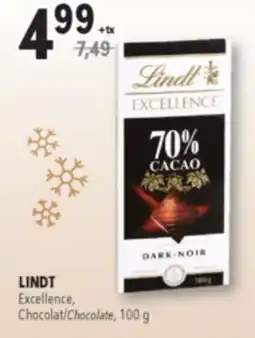 Familiprix Lindt Excellence dark chocolate 70% cacao 100g offer
