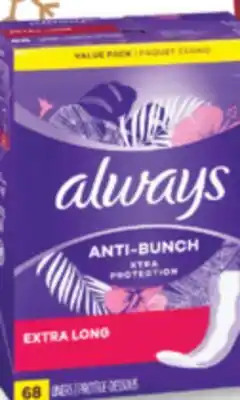 Familiprix Always Anti-Bunch Xtra Protection liners extra long 68un offer