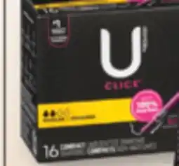 Familiprix U by Kotex Click with Comfortflex compact unscented tampons regular 16un offer