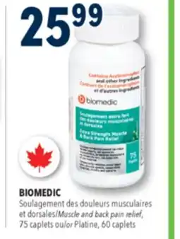 Familiprix Biomedic extra strength muscle & back pain relief caplets 75un offer