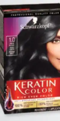 Familiprix Schwarzkopf Keratin Color Rich Even Color permanent hair dye #1.0 Onyx Black offer