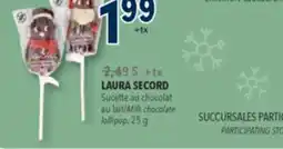 Familiprix LAURA SECORD, Milk chocolate lollipop, 25 g offer