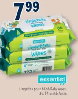 Familiprix Essentiel baby wipes fragrance free 3x64un offer