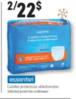 Familiprix ESSENTIEL, Selected protective underwear offer