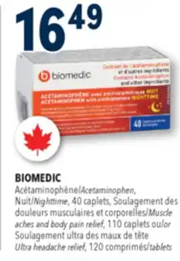 Familiprix Biomedic nighttime acetaminophen caplets with antihistamine for adults offer