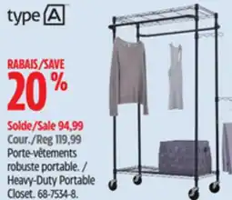 Canadian Tire type A Heavy-Duty Portable Closet offer