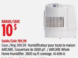 Canadian Tire AIRCARE Whole Home Humidifier. 2600 sq-ft coverage offer